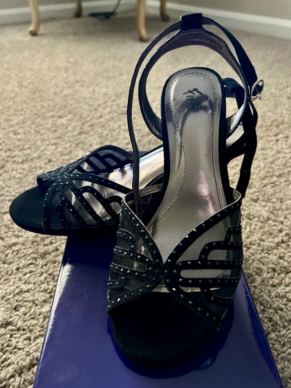FIONI Clothing Black Studded Strappy Evening Heels (7.5)